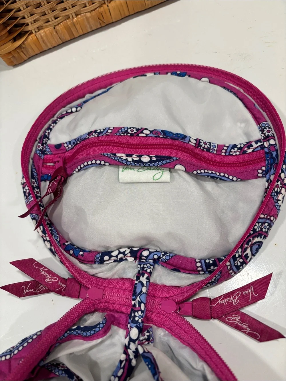 Vera Bradley Round Paisley Travel Cosmetic Case in Boysenberry Print